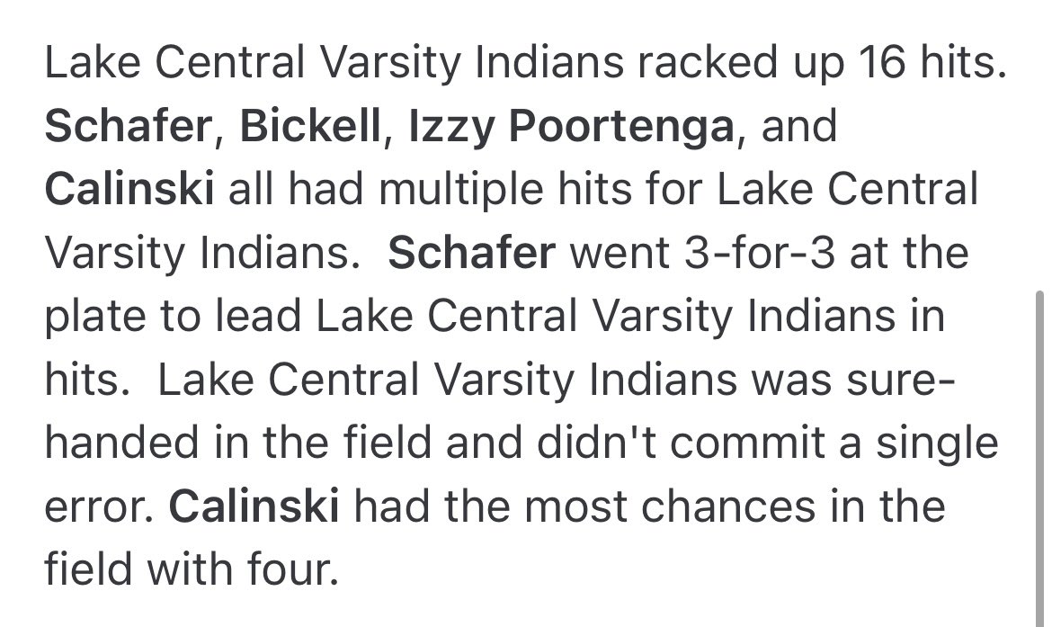 LakeCentralSB's tweet image. LC moves to 16-2-1 on the season with @calderaro_sofia pitching a perfect game in the Conference Win against the Portage Indians today! 

3 OTF Home Runs were hit in the game by @TaylorSchafer01, @ICalinski, and @MadiBickell2025. 

LC’s bats were 🔥 today!