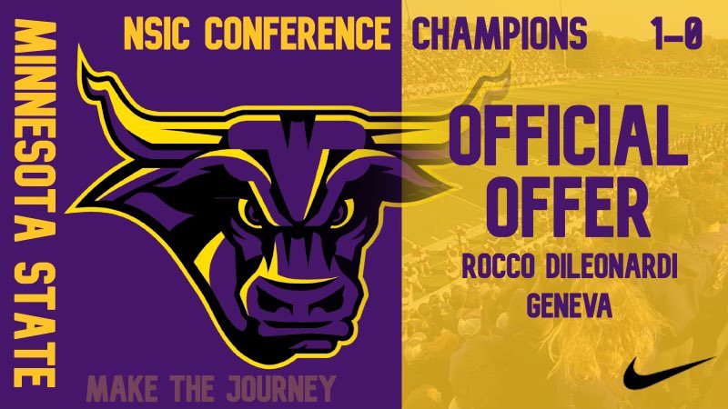 After an awesome call with @CoachJackson32, I’m very blessed to have received my first offer from Minnesota State University-Mankato! #AGTG @GenevaViking @JoeNinni @CoachGrady27 @EDGYTIM