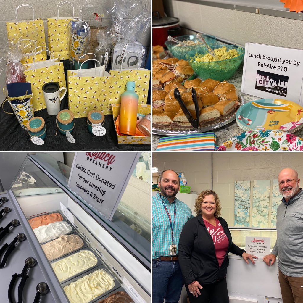 Thank you to Steven Prince with Farm Bureau Insurance for donating breakfast from Chik Fil A, to our wonderful PTO for providing lunch from City Cafe, and to Legacy Creamery for donating gelato to our amazing faculty and staff!