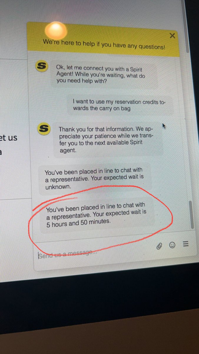 marissahiler's tweet photo. this the craziest wait time I’ve ever seen 💀 @SpiritAirlines https://t.co/mhA6Fq5lUa