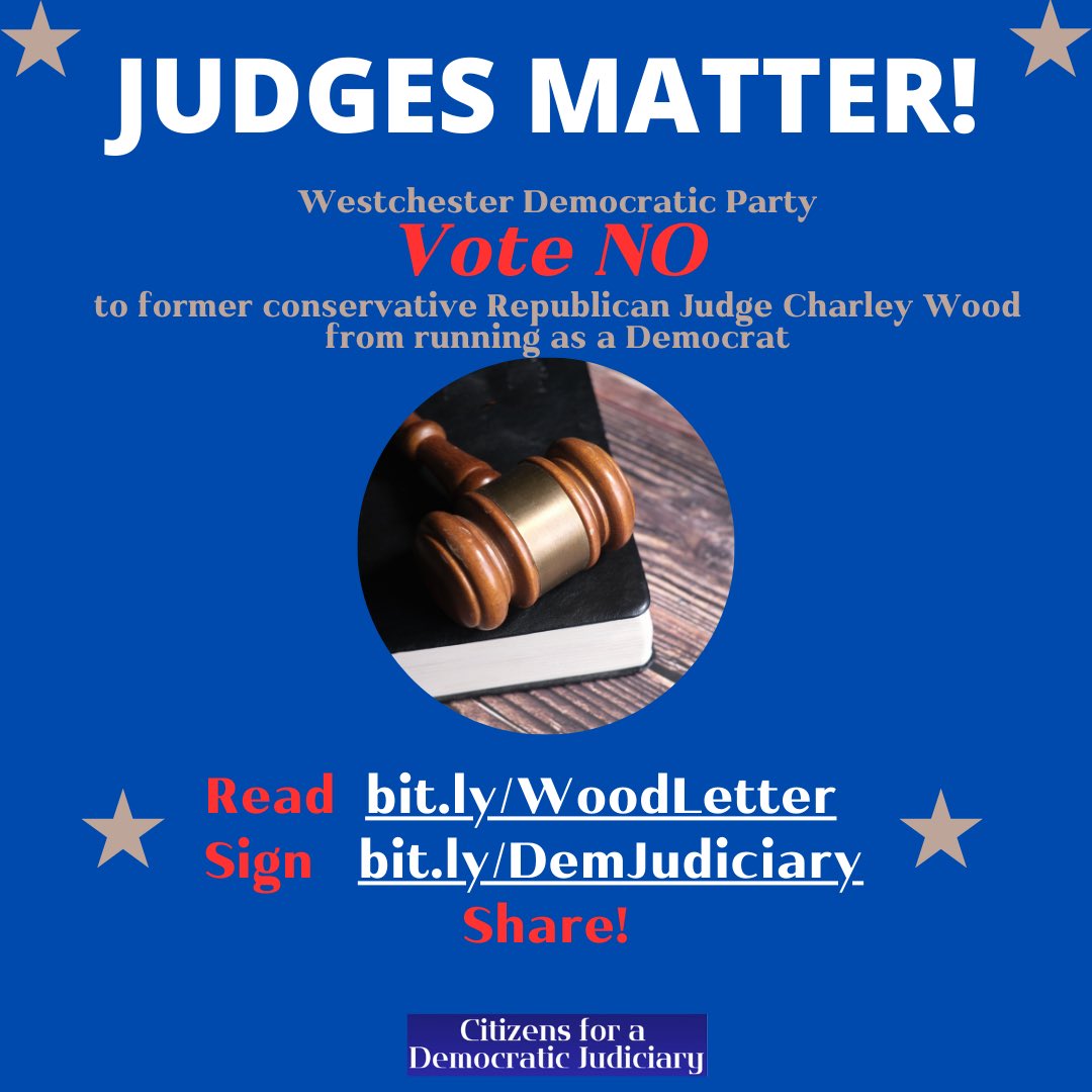 IndivisWstchr's tweet photo. Over 800 people have already signed a letter asking the Westchester Democratic Committee NOT to nominate a former Republican judge with a history of controversial rulings for a seat on the NY State Supreme Court. 

Please join them - go to https://t.co/4j2yuFdvMU

#JudgesMatter https://t.co/Qqj3Gvm4Pr