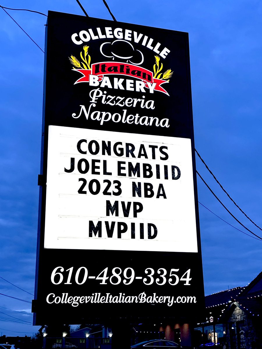 Our #KiaMVP @JoelEmbiid! About time! 

#collegevilleitalianbakery #morethanabakery #JoelEmbiid #MVPIID