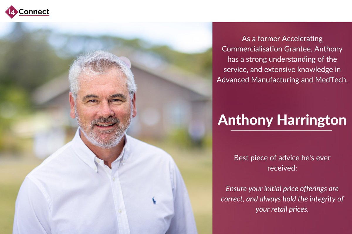 With a background in Director-level roles in both the medical device &amp; veterinary industries, Anthony brings a unique combination of strategic marketing, analytical, and investment expertise to his role as #Commercialisation Facilitator.

#leadership #medtech #grantee
