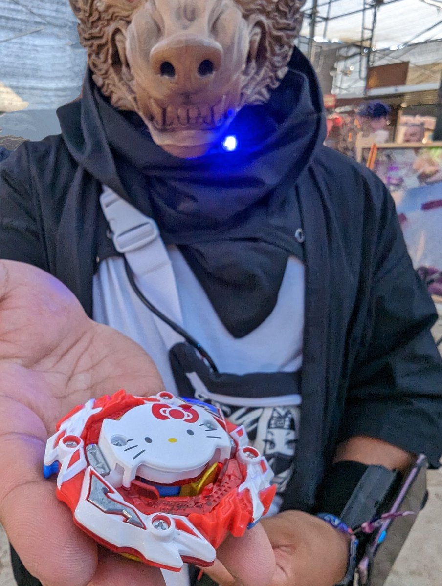PrinceGoodgame's tweet image. Day 63 of @GamerSupps: This past weekend I was off-planet, at #Neotropolis for the annual cyberpunk shenanigans and debauchery.

I participated in my first beyblade tournament with my Hello Kitty beyblade, which I named "Tokyo Goodbye".

Also had to rep the yandere shirt lol