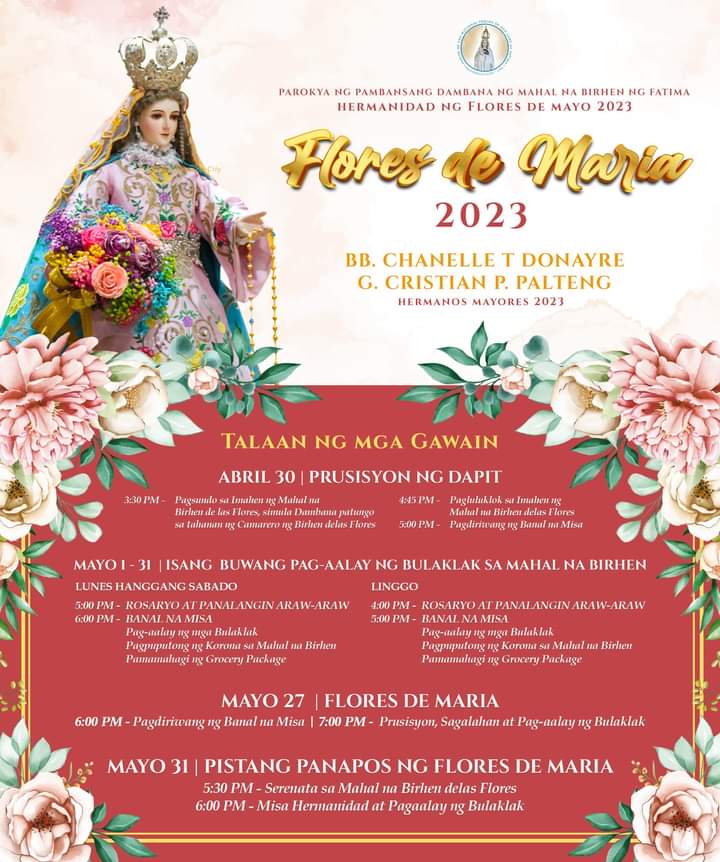 soccomfatima's tweet photo. FLORES DE MARIA | Sa pagpasok ng buwan ng Mayo ay ipinagdiriwang ang natatanging tradisyon ng mga Pilipino, ang Flores de Mayo, ito ay ang pista ng bulaklak bilang pagbibigay parangal sa Mahal na Birhen. https://t.co/9hVBkd7JUc