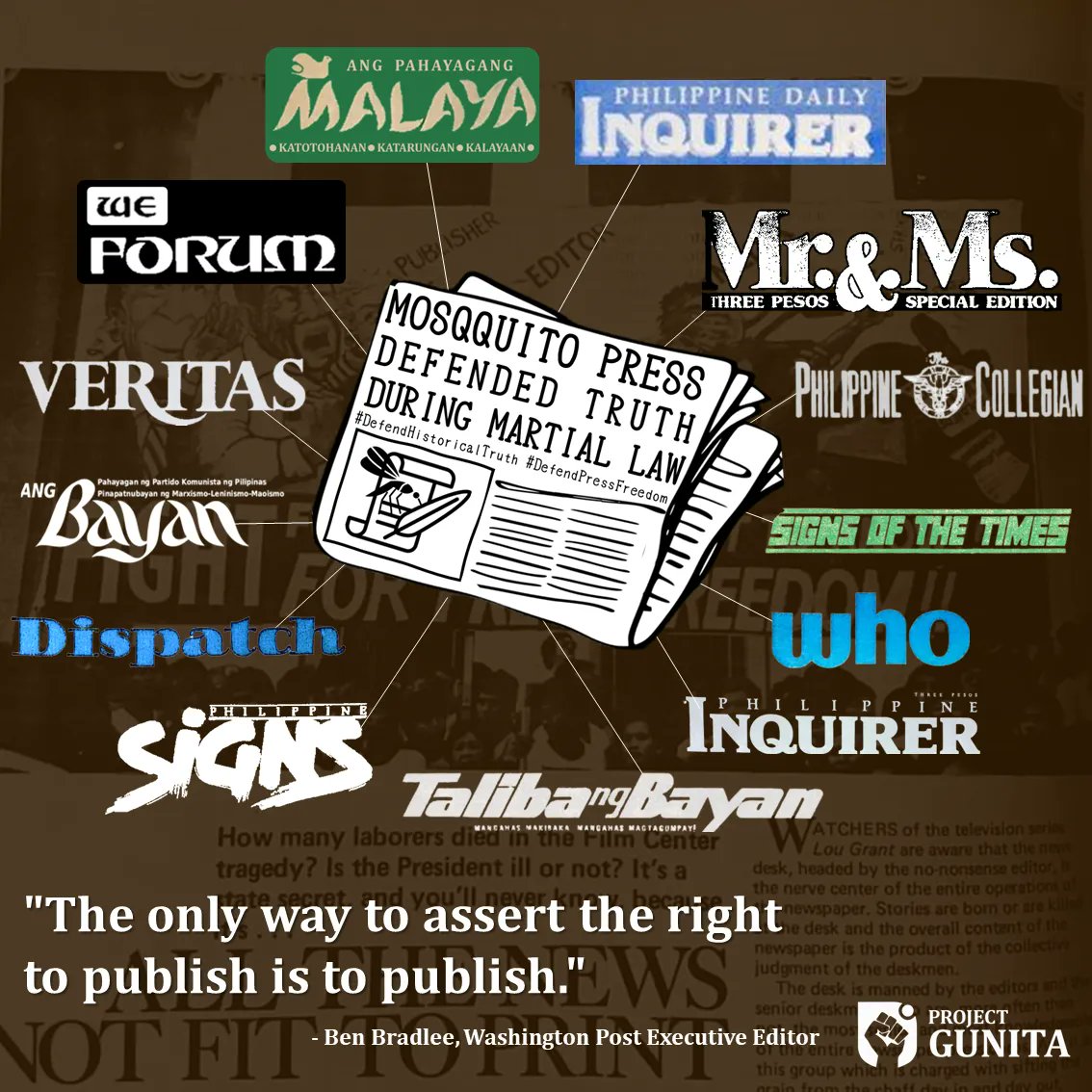 As we observe #WorldPressFreedomDay today, we remember and honor the valiant and important role played by the 'mosquito press' & the alternative media in exposing the truth about and under the Marcos dictatorship. Here are some of them.
#DefendPressFreedom
#DefendHistoricalTruth