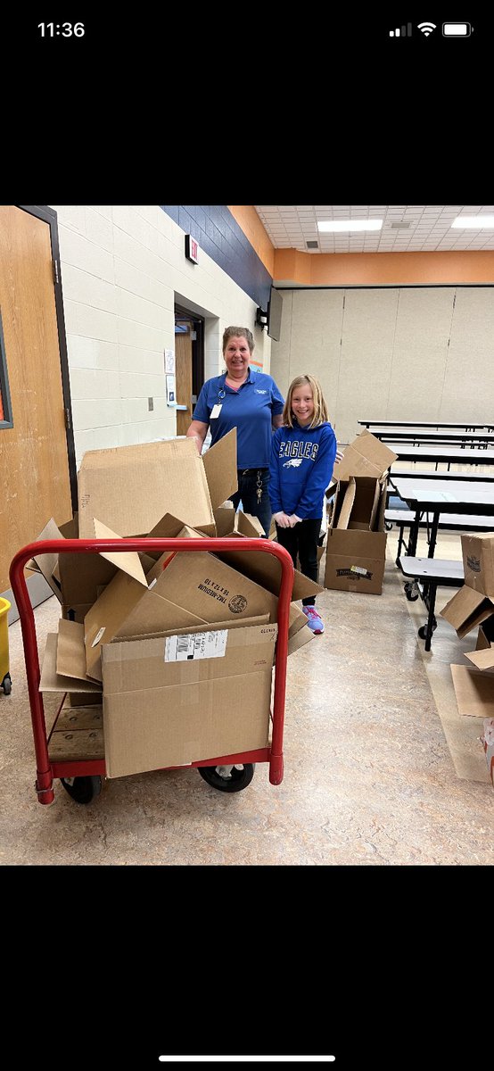 Our very own got to be a custodian for the day - helping to deliver boxes for PTE’s upcoming food drive!