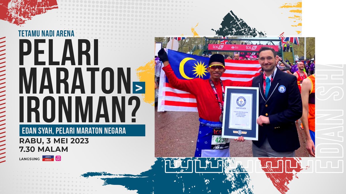 ASTROARENA's tweet photo. Jangan lupa bersama tetamu Nadi Arena, Pelari Marathon Negara Edan Syah hanya di saluran 801 jam 7.30 malam ini! 🔥 

#NadiArena #AstroArena https://t.co/igOykMUlgI