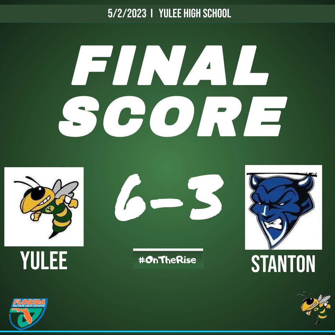 Yulee__Baseball's tweet photo. 🚨🐝⚾️Hornets defeat Stanton and advance to the district championship! 🚨🐝⚾️Bubba Crouch leads the offense with 3 hits, a 2B &amp; 2 RBIs! Amari Goff had multiple hits &amp; JJ Matuson with multiple RBIs!  Hornets improve record to 15-10! ##YuleeBaseball #HornetBaseball #🐝⚾️ #OnTheRise https://t.co/ZDiYovugdc