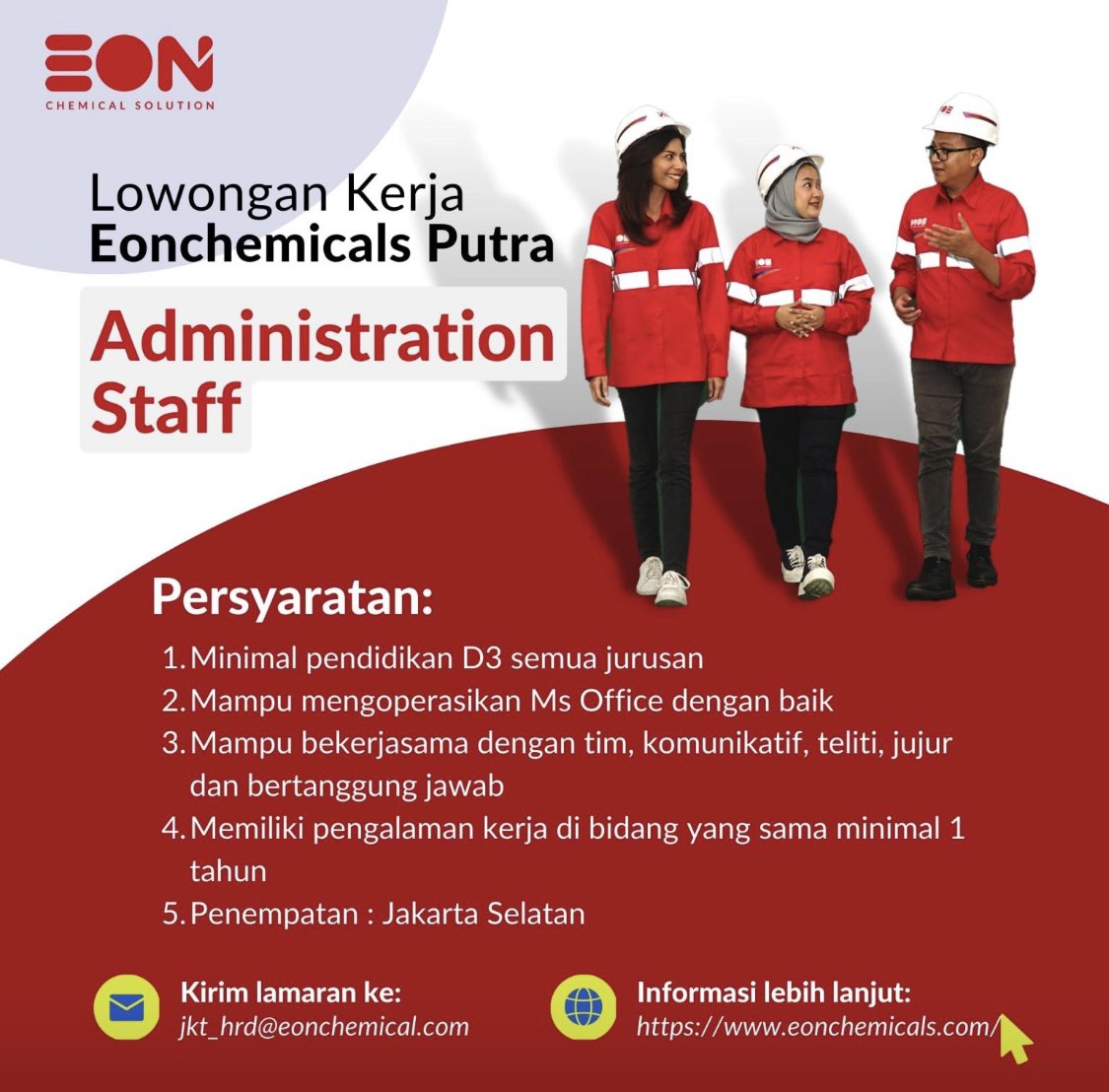 #LokerPam - Eonchemicals Putra - Administration Staff - Jakarta Selatan