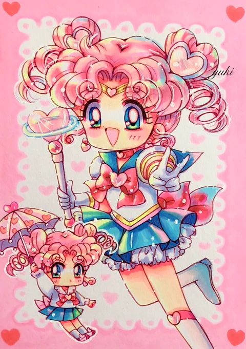 セラムンイラスト部7周年おめでとうございます! 素敵な週ドロ企画もありがとうございます 久しぶりにセーラーちびちび描かせていただきました 週ドロ楽しい #セラムンイラスト部週ドロ #セラムンイラスト部