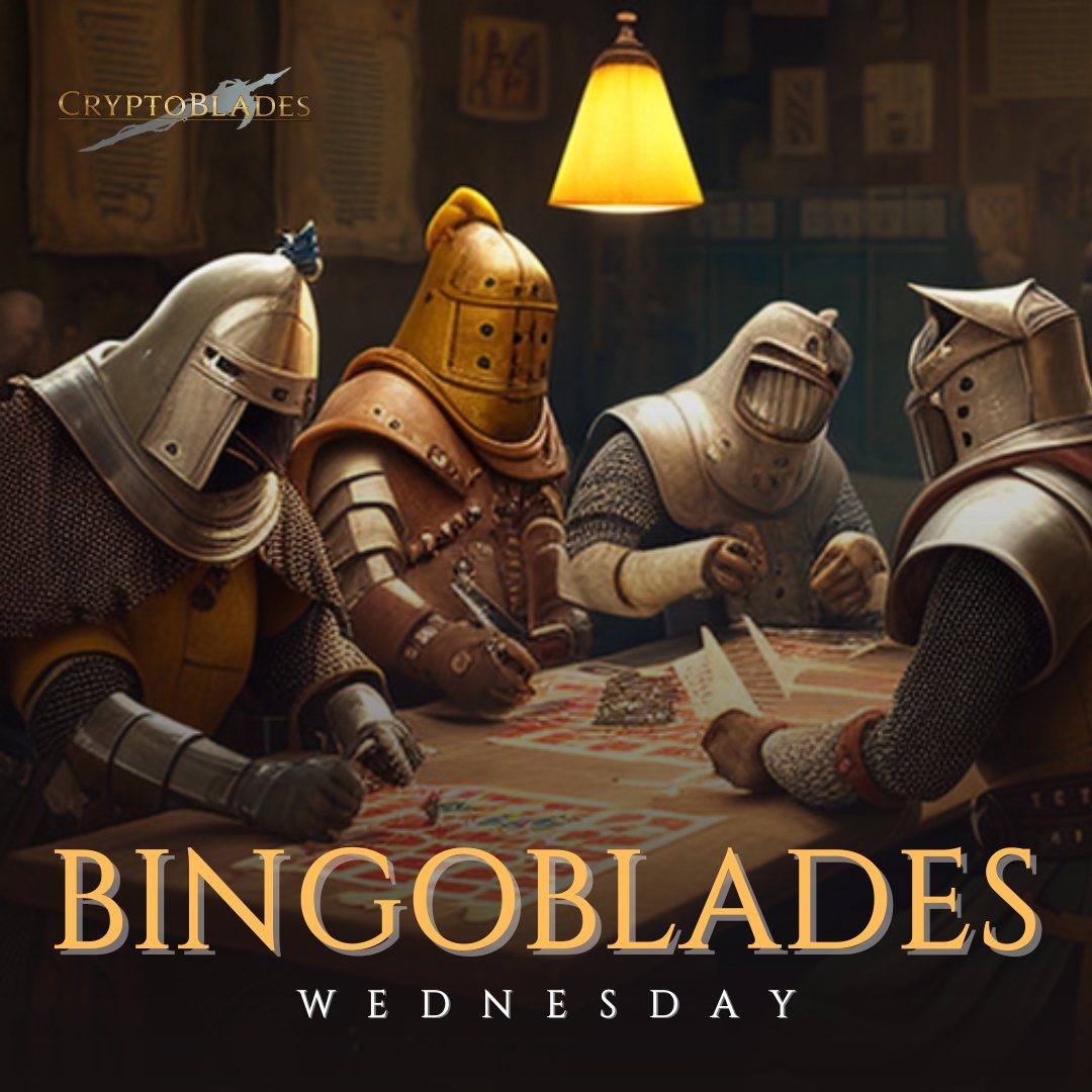 CryptoBlades's tweet photo. 🔢 It's Wednesday, BingoBlades!

🎴 Have fun playing and chilling with our discord community!

⌚ Bingo will starts at 8AM EST | 8PM PHT

👉 Grab your cards in the #CryptoBlades discord server:
https://t.co/8cjk8hTHTe https://t.co/G053MkSaKL
