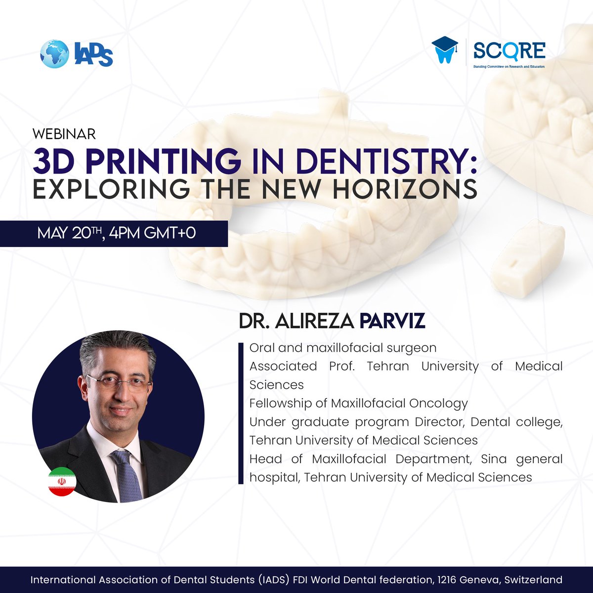 Don’t miss our upcoming webinar! 3D Printing in Dentistry: Exploring The New Horizons Register: forms.gle/nuZVKgdegkdzfu…
