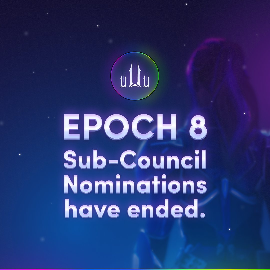 illuviumio's tweet photo. Rangers, the Epoch 8 nomination period is closed. 🏛️Thank you to all who participated! Next up is the campaigning period, where candidates will introduce themselves &amp; their qualifications for sub-councils. Remember to vote starting May 8th, with more details to come this week! 🗳️ https://t.co/ehY8Pj6Mio