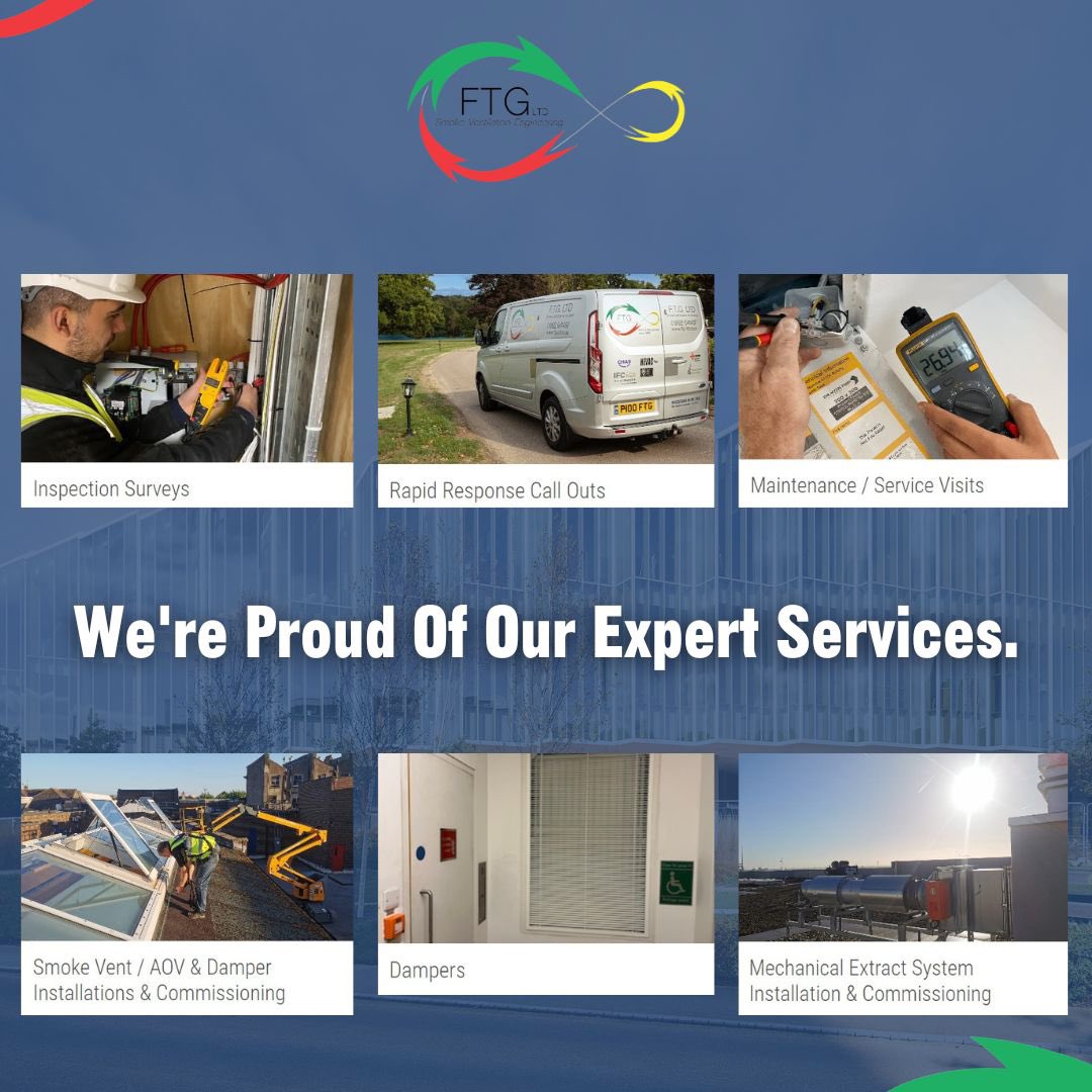 FTG_LTD's tweet photo. We pride ourselves on offering a comprehensive range of services, ensurring we can support customers across many sectors. If you have an upcoming project and are in need of support and advice on your smoke ventilation system and the requirements to service or maintain this.✨ https://t.co/akjELgzYbT