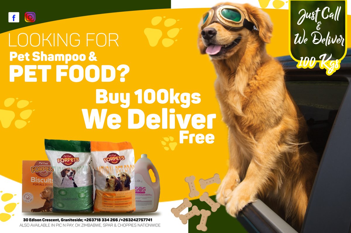 ForpetsF54287's tweet image. Dog Food and Pet Accessories  

1) Get in touch on +263242757741 / WhatsApp &amp;amp; Calls 071 833 4266 2) You can visit us at No. 30 Edison Cresent, Graniteside, Harare

#Forpets# #CareForYourFriend #PetAccessories #Forpets #PremiumPetFood #HighQualityBrands
