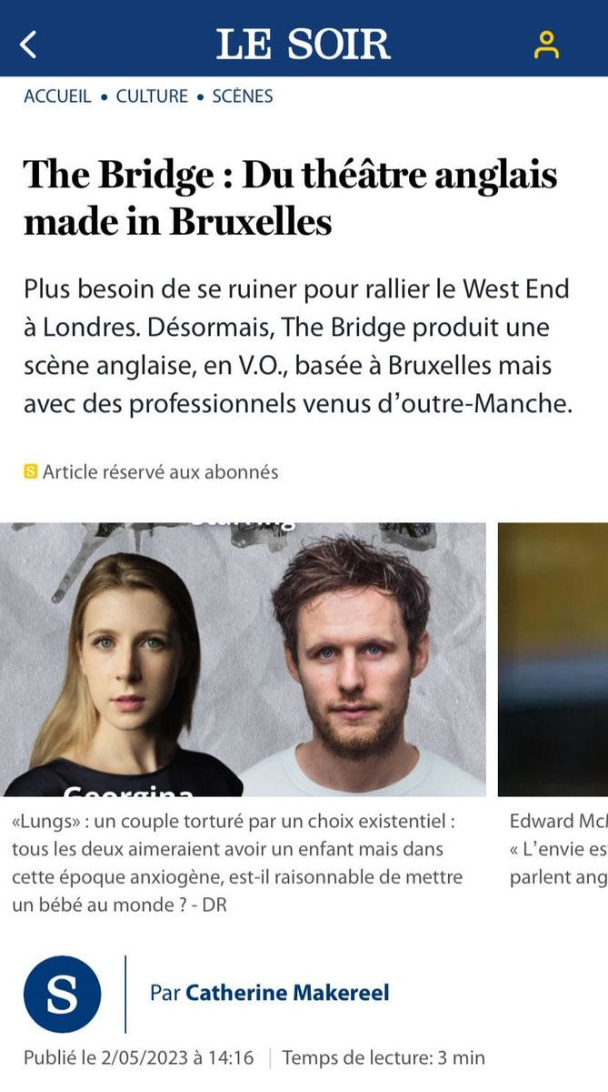 Have you seen? There's no need to go to London to see a West End quality show!
Read the full article: lesoir.be/510795/article…

<a href="/lesoir/">Le Soir</a> <a href="/le_soir/">LeSoir.be</a> <a href="/mad_lesoir/">mad_lesoir</a>
#LungsBrussels #Sustainability #TheBridgeTheatreBrussels #ConnectingThroughCulture #BrusselsCulture #WeLoveBrussels #Theatre
