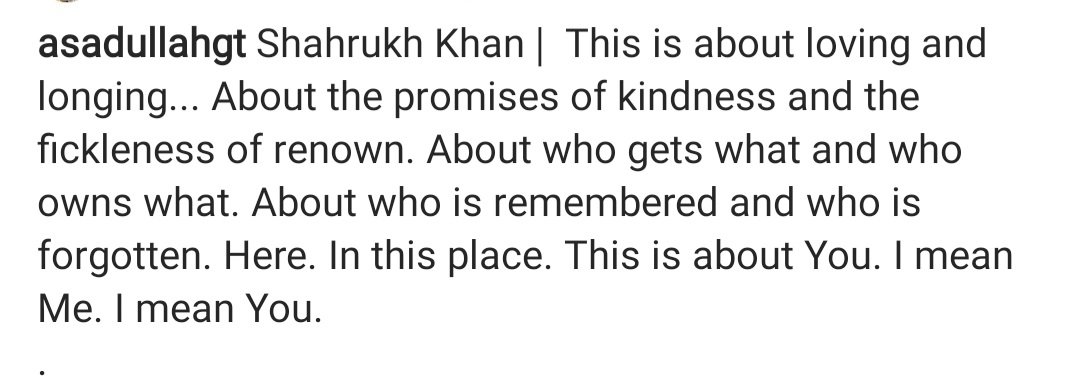 MonikaBeing's tweet photo. #Repost #MuhamadAsadUllah
Journalist #Doha #Oatar
#ShahRukhKhan @iamsrk | This is about loving and longing... About the promises of kindness and the fickleness of renown. About who gets what and who owns what. About who is remembered and who is forgotten
https://t.co/JqKUrDqb2i https://t.co/yZuuJ1m0cU