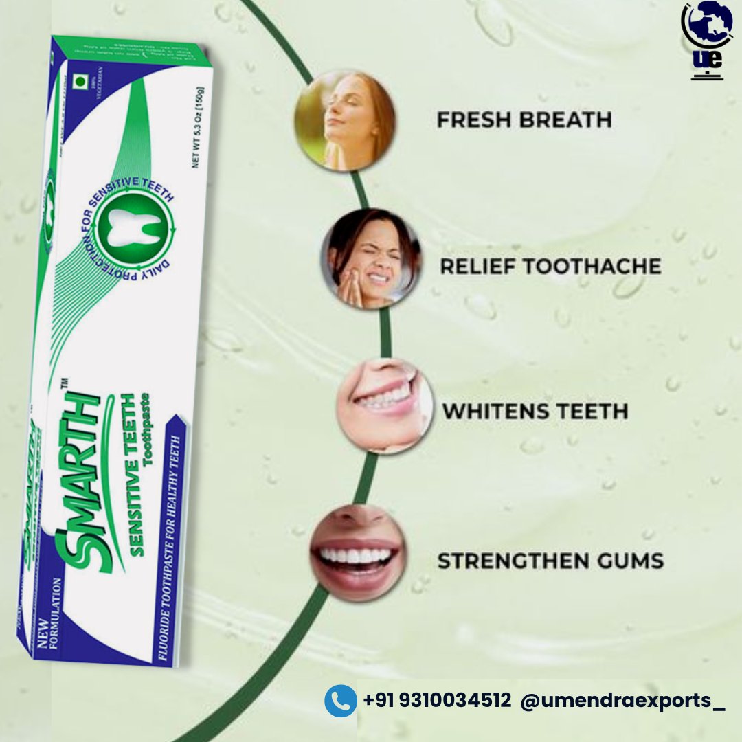 Try this toothpaste to help keep your teeth and gums healthy and strong!
#umendra #uepl #ayurvedic #ayurveda #skincare ..#ayurvedicproducts #natural #exports #whiteningteeth #whiteteeth #teethcare #toothbrush #oralcare #oralb #privatelabelling #uepl #umendraexports #skincare