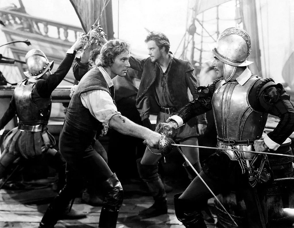 cinemathequefr's tweet photo. Avant "Pirates des Caraïbes", il y a eu "L'Aigle des mers"🏴‍☠️  
Découvrez ce grand film d'aventures maritimes avec la star hollywoodienne Errol Flynn. Corsaire passionné, duels et batailles navales garantis.
"L'Aigle des mers", dès 10 ans, dimanche à 15h.
https://t.co/JtKxCZOZzX https://t.co/TEvdPuOwTi