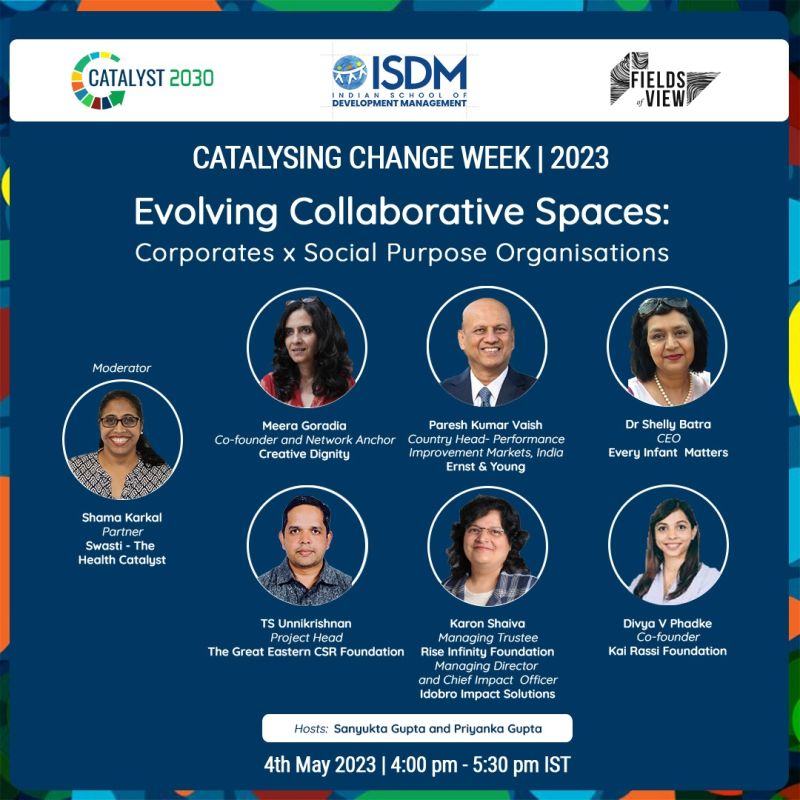 Join Idobro Impact Solutions and inspiring panelists from Corporates and SPOs for the upcoming discussion on evolving collaborative spaces. Register now for Catalysing Change Week on May 4th, 2023

. #CCW2023 #CatalysingChangeWeek2023 #Catalyst2030