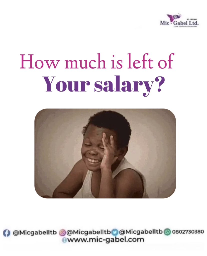 micgabelltd's tweet photo. Use an emoji to describe how much is left of your salary. The “Odogwus” in the house…..what’s up?

#Micgabel #investment #savings #financialfreedom https://t.co/rxYXAdseHo