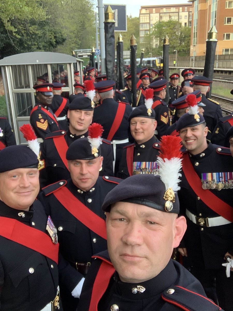 About to get the transport ….Our Colour party were practicing at Midnight last night. Along with the entire Kings Coronation Parade. 
#KingsCoronation #GodSaveTheKing