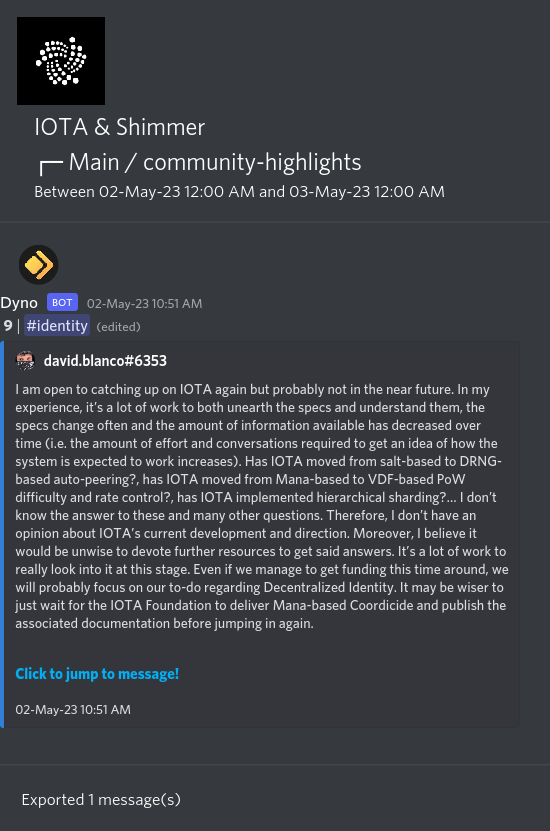 IOTAXTeams's tweet photo. 1/
#IOTA and #Shimmer Discord #community highlights.
🌐 Learn more and join the discussion https://t.co/USN5qQtgEN. https://t.co/nsNyEtn1DM