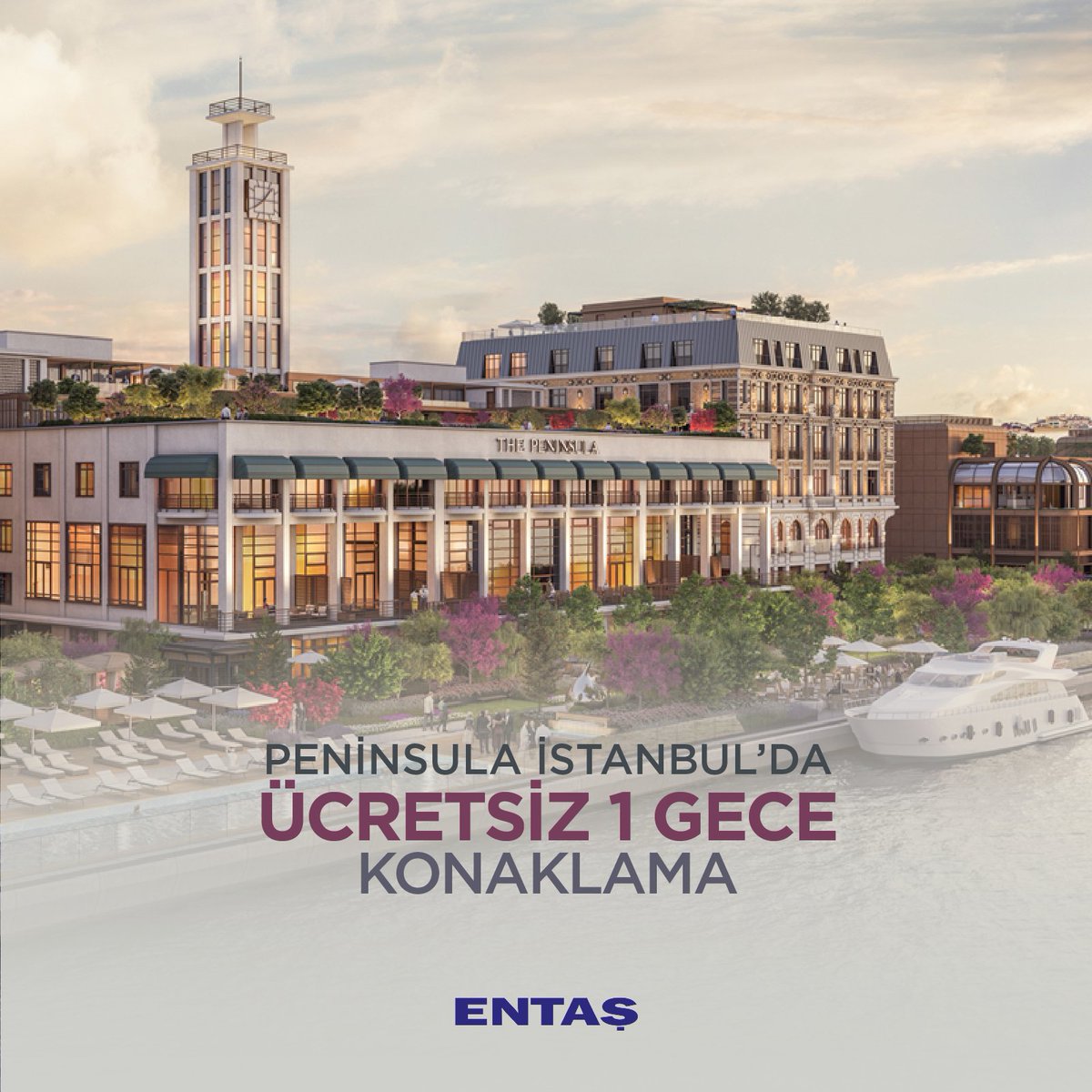 EntasTurizm's tweet photo. İstanbul'un tarihi yarımadasında, Boğazın muhteşem manzarası eşliğinde unutulmaz bir konaklama deneyimi sizi bekliyor! Peninsula Istanbul'da 3 gece veya daha fazla kalın, 1 gece ücretsiz konaklama fırsatını kaçırmayın.
#peninsulaistanbul #istanbulhotels #bosphorusview #ücretsiz https://t.co/gQBs4WO6l7
