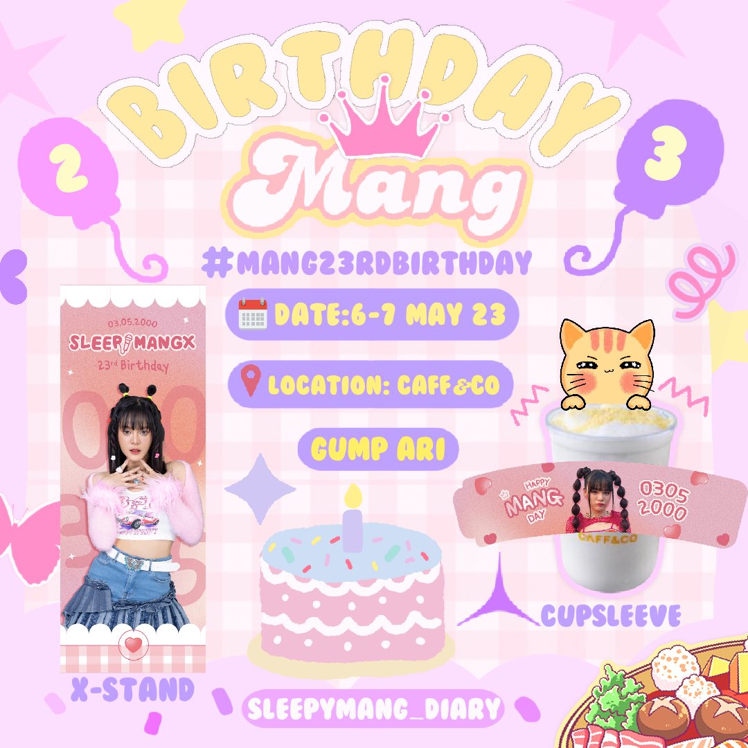 ˚◞♡ ⃗ #Mang23rdBirthday ⊹🥓

🥣 ♡ : 6-7 MAY 2023
📍 ♡ : CAFF & CO ( gump ari )🥤

⟡ ̫ คาเฟ่วันเกิด @sleepymangx ครบ23ขวบ มาแวะทานน้ำอร่อยๆกันและรับ give away แล้วมาถ่ายรูปกับมุมน่ารักๆกันค่า˚◞˚◞♡ ⃗

 ◟/✦🫕 #MANG_bamm #Bamm 💥˚◞