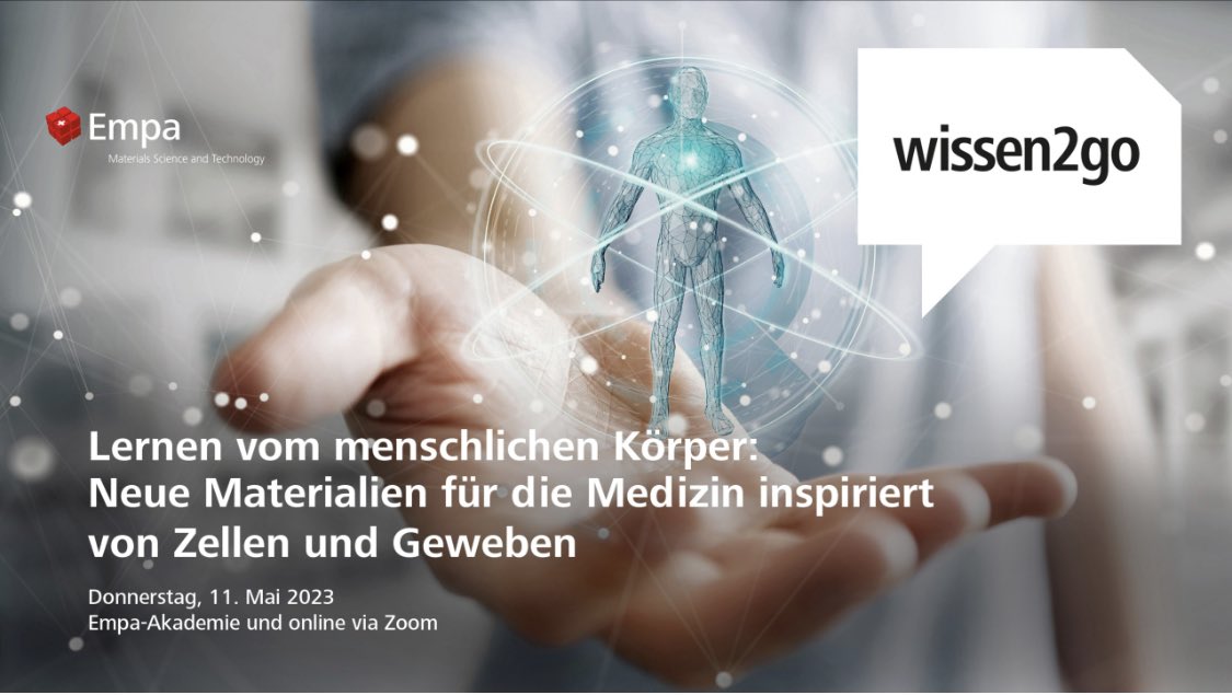 What do our cells tell us about our bodies? What can we learn from them? Which materials for #medicine can be developed today? In which direction will future health research go?  
Find out in the wissen2go series <a href="/Empa_CH/">Empa</a>! 
🚨Next event: 11.5.23
✍️Sign up: lnkd.in/ePK2PwyJ