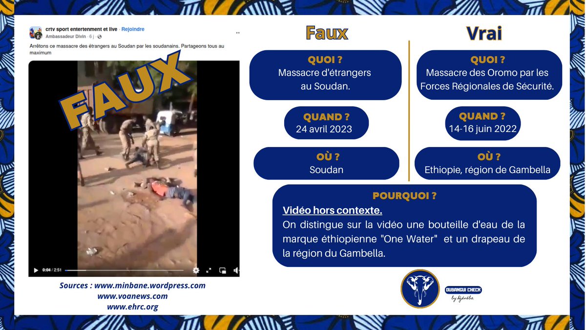#Oubanguicheck
Encore une preuve flagrante de #désinformation. Une fois de plus une vidéo sortie de son contexte. 
⬇️⬇️⬇️