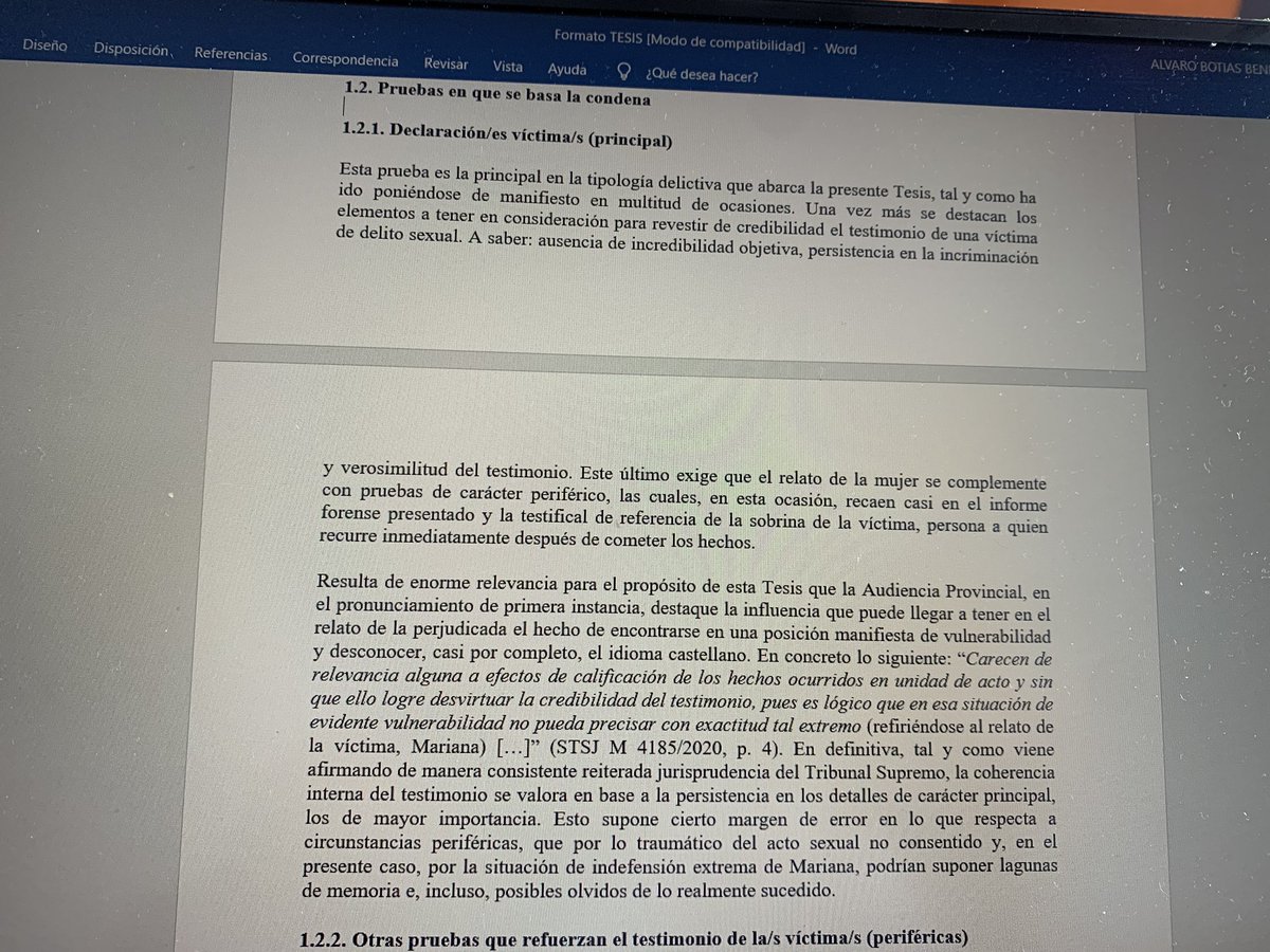 #BuenosDiasMundo 

Seguimos sacando pequeños ratitos entre toma y toma, colegios 🏫 y otros menesteres de papi de familia numerosa.

Me he propuesto sacar esta Tesis adelante por su enorme relevancia para el tratamiento de víctimas de #AcosoSexual 

No por mí. #PorEllas