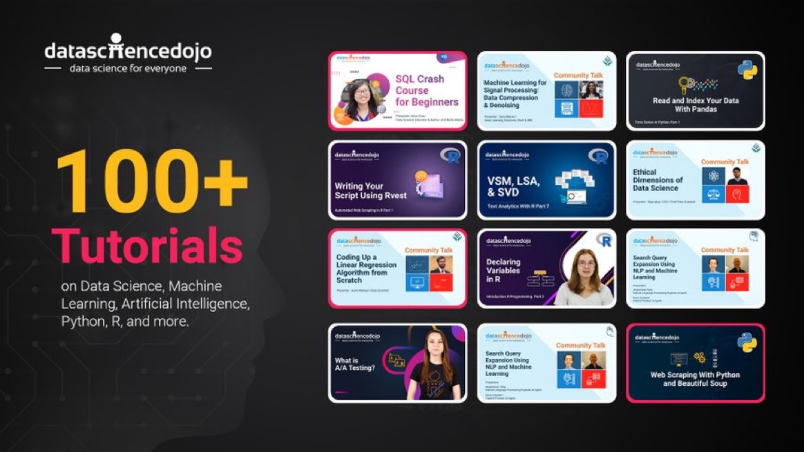 digitalhealthxx's tweet image. We have 100+ tutorials on our YouTube channel which includes short tutorials, webinars, community talks, key concepts, and much more. 
Subscribe to our channel now &amp;amp; start learning: hubs.la/Q01NpJPV0

#DataScience #YouTube #FreeTutorials #DSDojo #AI #ML @DataScienceDojo