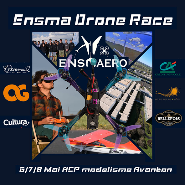 ISAE_ensma's tweet image. [Évènement 🛩️]
📢Le club d’aéromodélisme de @ISAE_ensma, l’ENSMAéro, organise la 2ème édition de « L’ENSMA Drone Race » ce week-end.
🗓️Du 6 au 8 mai 2023
📍à l'aérodrome d'Avanton
➡️ Pour en savoir + sur les animations et le programme : facebook.com/ensmaero/?loca…