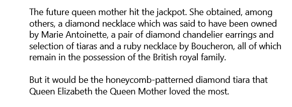 RobinLynnKing2's tweet photo. #EverythingRoyal #RoyalTiara
In 1942, the renowned society hostess Dame Margaret Helen Greville, passed away.
An extremely wealthy lady deprived of having children of her own, she bequeathed her fabulous jewelry collection to Queen Elizabeth (later the Queen Mother). https://t.co/6CzEQeFprG