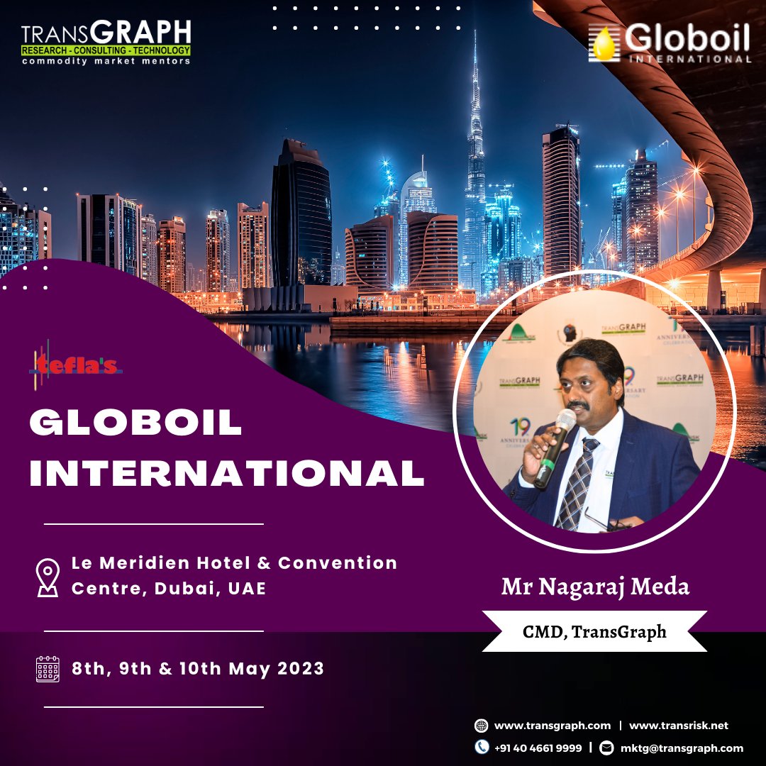TransGraph_'s tweet photo. Countdown begins for @TeflasEvents Globoil International 2023!
#JoinUs in Dubai, OurCMD, Mr @NagarajMeda takes the stage as a speaker to share his expertise and insights on the latest trends in the industry.
#dubai #consulting #learning #business #TransRisk #commodities https://t.co/DIVxV5Vn4D
