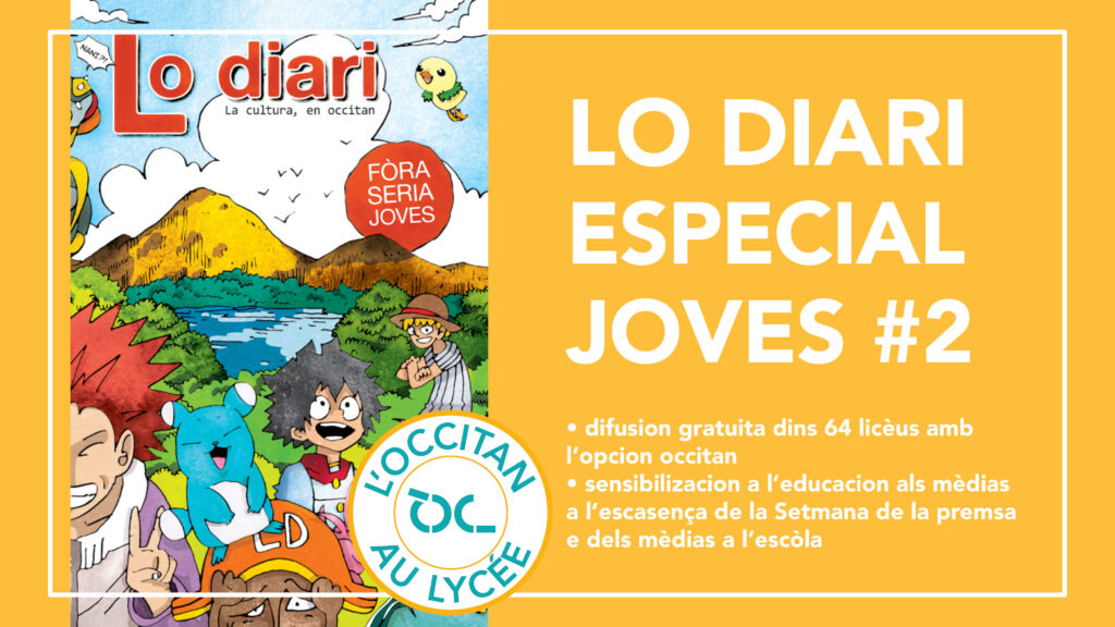 [OC] <a href="/Lo_Diari/">Lo Diari</a> especial joves #2 : un magazine en #occitan ofèrt a totes los liceans per l'Ofici public de la lenga occitana
[FR] <a href="/Lo_Diari/">Lo Diari</a> spécial jeunes #2 : un magazine culturel en #occitan offert aux lycéens par l'#OPLO
<a href="/IEO_OPM/">IEO OPM</a> @TristanGahus
locongres.org/oc/lo-congres/…