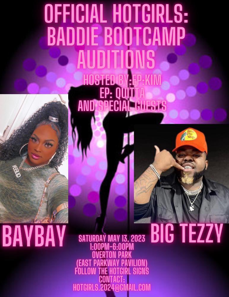 contentthats1's tweet photo. #Auditions in #Memphis May 13th for Hot Girls Baddie Bootcamp🔥 Hope to see you there‼️ Hosted by: Kim (Ep), Quitta (Ep) and special guests Big Tezzy @realtezzyjayy &amp; Bay Bay https://t.co/bhStZU8iaq