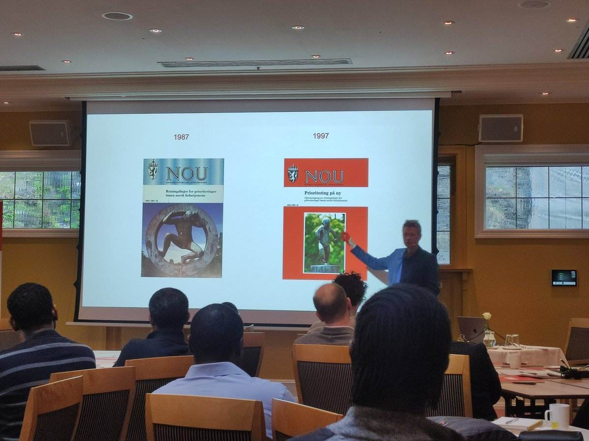 Kriessh's tweet photo. Norway's experience of #PrioritySettinginHealth, @OFNorheim describes the #FairProcesses on the importance of involving wider stakeholders incl. general public for #FairDecisions in addition to using standard criteria of #PrioritySetting. #BCEPSSymposium https://t.co/2o3eQDCmEn