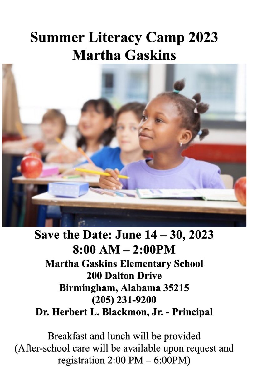 Don’t let the summer learning loss get you. Here are some great opportunities to close the learning gap. <a href="/BhamCitySchools/">Birmingham City Schools🎓</a> <a href="/Marthagaskins06/">Martha Gaskins Elementary School</a> @ARICoachJanessa <a href="/Minor_Mustangs/">Minor Elementary School</a> <a href="/Alabama_Reading/">ARI / The Alabama Reading Initiative, ALSDE</a>