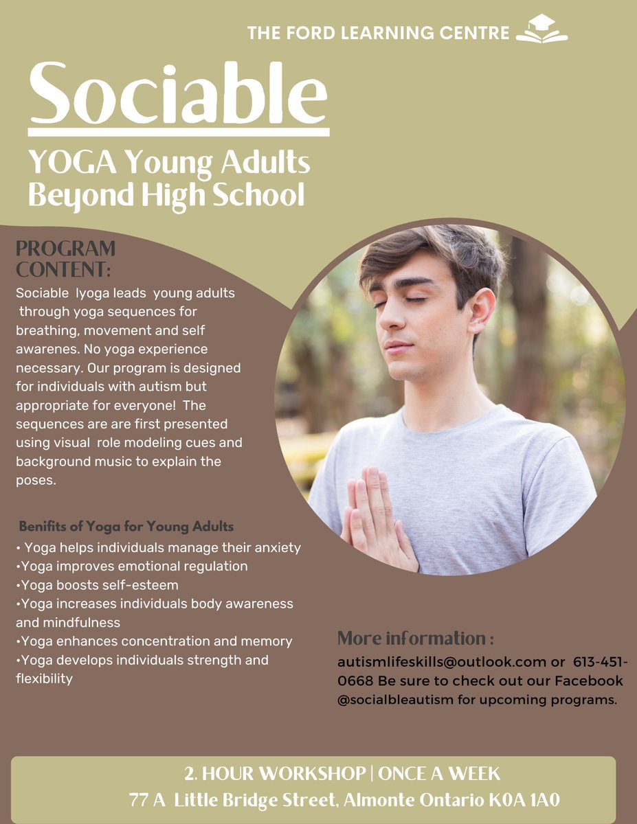 autismsociable's tweet image. SOCIABLE - Beyond High School 
Tomorrow we begin our day with Sociable YOGA for Young Adults Session 9-10:15 am  🌟
#autismrocks
#autismanxiety
#autismfun