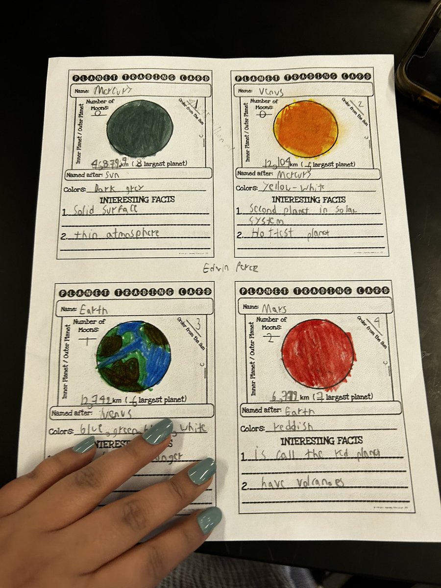 MsRamirez2022's tweet photo. Out of this world๐! @belairmiddle students researched and made trading cards for our 8 planets ๐ช #rippluto @BAMS_MadScience @BAMS_GLopez @LucianoAlcala2 @rcarrillo_bams https://t.co/D5LHjmnHF0