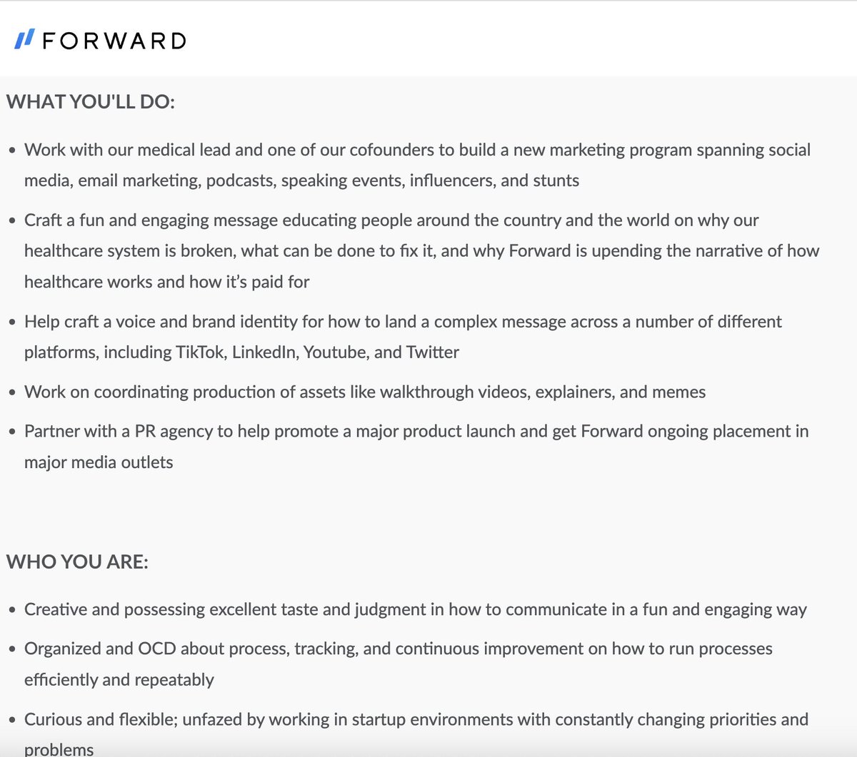 SimplyLisi's tweet photo. In a job posting on @goforward's site, it includes this text: "Organized and OCD about process...". #OCD stands for Obsessive Compulsive Disorder which is a mental illness. It's insensitive &amp; offensive to use in this context. Please edit, thanks! #MentalHealthAwarenessMonth #DEI https://t.co/rFA6A2l9v1