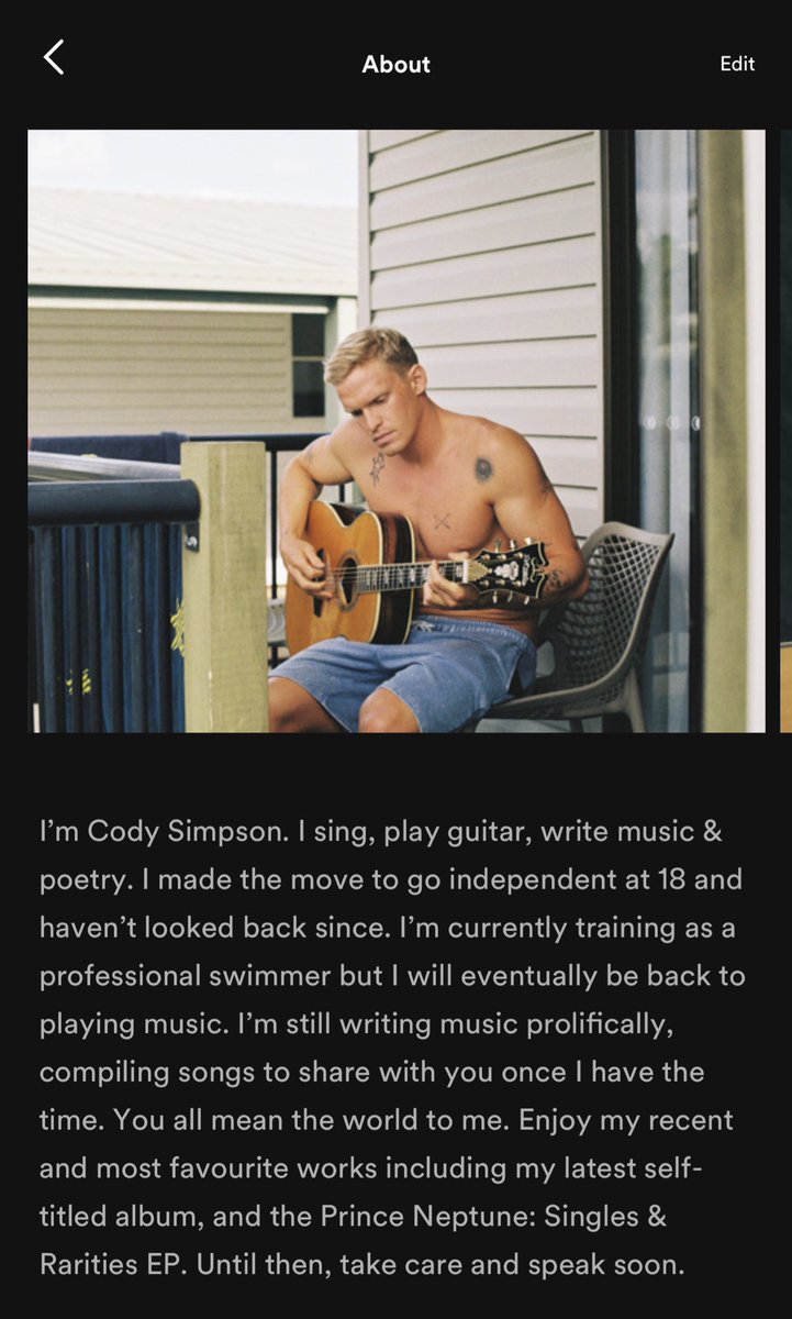 Bio update. Love you all. <a href="/Spotify/">Spotify</a> open.spotify.com/artist/79Xp2rR…
