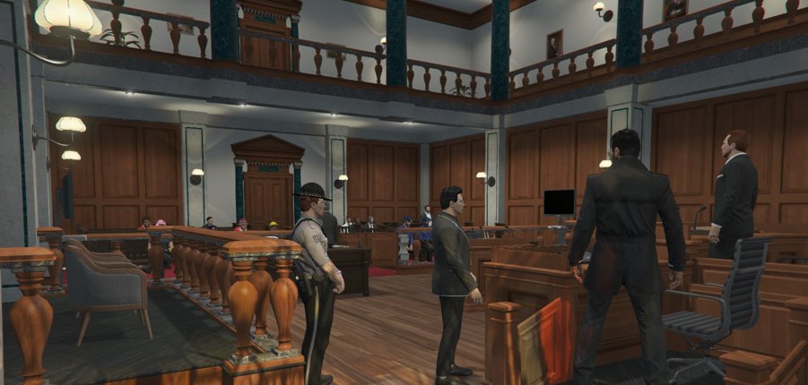Official_SCRP's tweet photo. Big audience for a significant court case, State v. Jeanette

#FiveM #Roleplaying #GTAV #Court #VirtualPhotography https://t.co/naNpt7h1fp