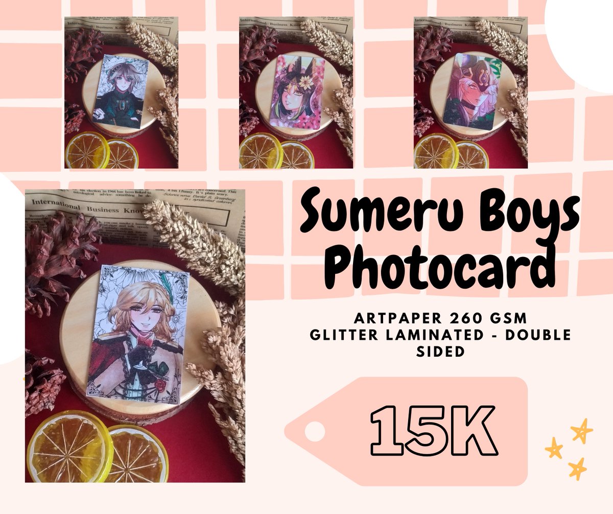 DimsumHalu's tweet photo. Kolektor photocard sini ngumpul! Ada photocard dari @urara_hazu  nih~

Available semua member Luxiem, Anemo boys, dan Sumeru Boys. 

Stok terbatas ya, bisa booking dulu via DM biar nggak kehabisan!
#cf16 #comifuro16 #comifuro16catalog #photocard #luxiem #anemoboys #sumeruboys https://t.co/g7nB1SRHaY