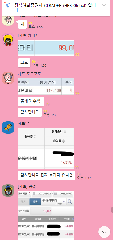 cTraderKorea's tweet photo. 5월2일 #유니온머티리얼
수익 축하드립니다 
cTrader 소통방에서는 
현물장도 수익내드립니다 ^^
가입 및 상담 문의 : https://t.co/luv5aVi0RK https://t.co/9itM5Fq4U6