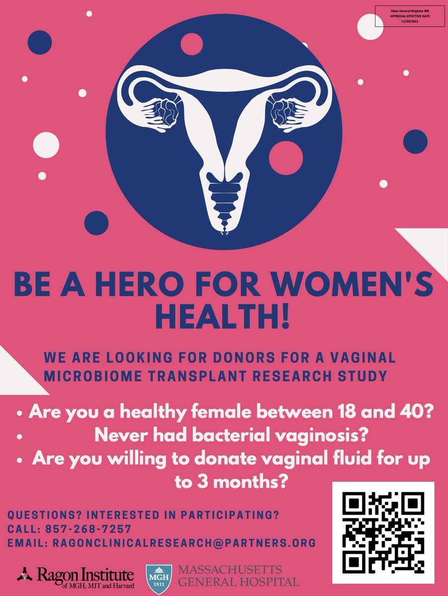 Be a vagina superhero! Pre-menopausal people in/near Boston who have never had BV and want to donate vaginal fluid to improve #BVtreatment - contact us! motifstudy.org @kwonlab @SmitaGopinath @MGHVCRBResearch