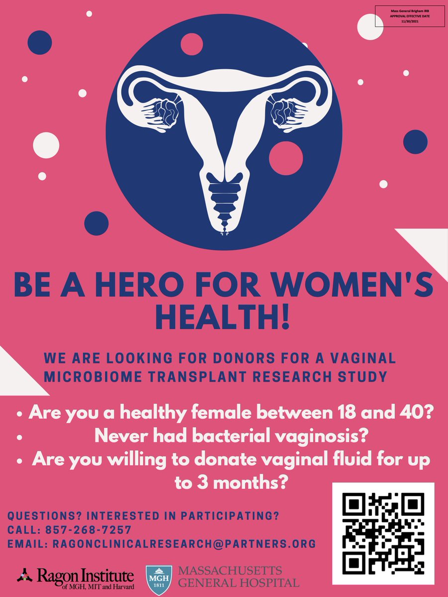 Caroline Mitchell (@bostonvaginadoc) on Twitter photo Be a vagina superhero! Pre-menopausal people in/near Boston who have never had BV and want to donate vaginal fluid to improve #BVtreatment - contact us! motifstudy.org <a href="/kwonlab/">Doug Kwon</a> <a href="/SmitaGopinath/">Smita Gopinath</a> <a href="/MGHVCRBResearch/">Vincent Center for Reproductive Biology</a> Be a vagina superhero! Pre-menopausal people in/near Boston who have never had BV and want to donate vaginal fluid to improve #BVtreatment - contact us! motifstudy.org <a href="/kwonlab/">Doug Kwon</a> <a href="/SmitaGopinath/">Smita Gopinath</a> <a href="/MGHVCRBResearch/">Vincent Center for Reproductive Biology</a>